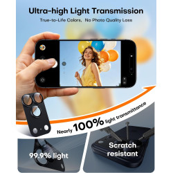 TAURI Lot de 2 Protecteurs d'Objectif de Caméra pour iPhone 17 Pro 6,3", Couverture Complète en Verre Trempé 9H Anneau, Plaque M