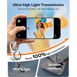 TAURI Lot de 2 Protecteurs d'Objectif de Caméra pour iPhone 16 6,1"/iPhone 16 Plus 6,7", Couverture Complète en Verre Trempé 9H 