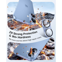 TAURI Lot de 2 Protecteurs d'Objectif de Caméra pour iPhone 17 6,3", Couverture Complète en Verre Trempé 9H Anneau, Plaque Métal