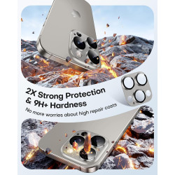 TAURI Lot de 2 Protecteurs d'Objectif de Caméra pour iPhone 16 Pro 6,3"/iPhone 16 Pro Max 6,9", Couverture Complète en Verre Tre