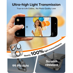TAURI Lot de 2 Protecteurs d'Objectif de Caméra pour iPhone 16 Pro 6,3"/iPhone 16 Pro Max 6,9", Couverture Complète en Verre Tre