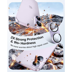 TAURI Lot de 2 Protecteurs d'Objectif de Caméra pour iPhone 17 6,3", Couverture Complète en Verre Trempé 9H Anneau, Plaque Métal