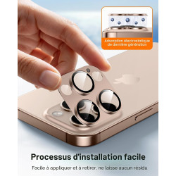 TAURI Lot de 2 Protecteurs d'Objectif de Caméra pour iPhone 16 Pro 6,3"/iPhone 16 Pro Max 6,9", Couverture Complète en Verre Tre