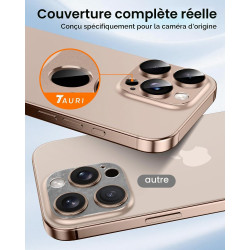 TAURI Lot de 2 Protecteurs d'Objectif de Caméra pour iPhone 16 Pro 6,3"/iPhone 16 Pro Max 6,9", Couverture Complète en Verre Tre
