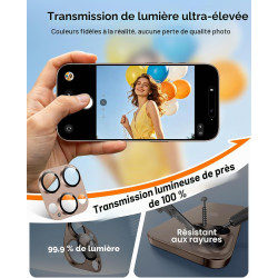 TAURI Lot de 2 Protecteurs d'Objectif de Caméra pour iPhone 16 Pro 6,3"/iPhone 16 Pro Max 6,9", Couverture Complète en Verre Tre