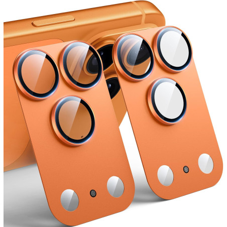 Tauri lot de 2 protecteurs d'objectif de caméra pour iphone 17 pro max 6,9", couverture complète en verre trempé 9h anneau, plaq