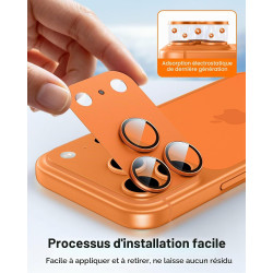 Tauri lot de 2 protecteurs d'objectif de caméra pour iphone 17 pro max 6,9", couverture complète en verre trempé 9h anneau, plaq