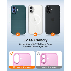 TAURI Lot de 2 Protecteurs d'Objectif de Caméra pour iPhone 16 6,1"/iPhone 16 Plus 6,7", Couverture Complète en Verre Trempé 9H 