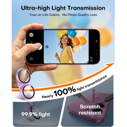 TAURI Lot de 2 Protecteurs d'Objectif de Caméra pour iPhone 16 6,1"/iPhone 16 Plus 6,7", Couverture Complète en Verre Trempé 9H 
