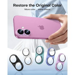 TAURI Lot de 2 Protecteurs d'Objectif de Caméra pour iPhone 16 6,1"/iPhone 16 Plus 6,7", Couverture Complète en Verre Trempé 9H 