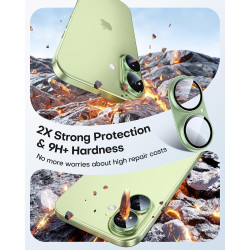 TAURI Lot de 2 Protecteurs d'Objectif de Caméra pour iPhone 17 6,3", Couverture Complète en Verre Trempé 9H Anneau, Plaque Métal