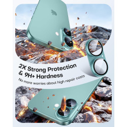 TAURI Lot de 2 Protecteurs d'Objectif de Caméra pour iPhone 16 6,1"/iPhone 16 Plus 6,7", Couverture Complète en Verre Trempé 9H 