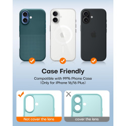 TAURI Lot de 2 Protecteurs d'Objectif de Caméra pour iPhone 16 6,1"/iPhone 16 Plus 6,7", Couverture Complète en Verre Trempé 9H 