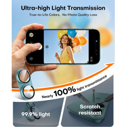 TAURI Lot de 2 Protecteurs d'Objectif de Caméra pour iPhone 16 6,1"/iPhone 16 Plus 6,7", Couverture Complète en Verre Trempé 9H 