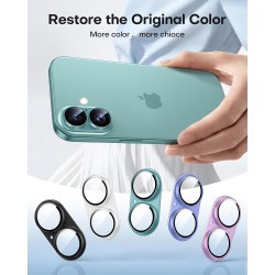 TAURI Lot de 2 Protecteurs d'Objectif de Caméra pour iPhone 16 6,1"/iPhone 16 Plus 6,7", Couverture Complète en Verre Trempé 9H 