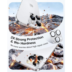 TAURI Lot de 2 Protecteurs d'Objectif de Caméra pour iPhone 16 Pro 6,3"/iPhone 16 Pro Max 6,9", Couverture Complète en Verre Tre