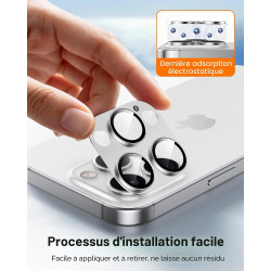 TAURI Lot de 2 Protecteurs d'Objectif de Caméra pour iPhone 16 Pro 6,3"/iPhone 16 Pro Max 6,9", Couverture Complète en Verre Tre