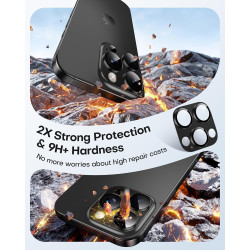 TAURI Lot de 2 Protecteurs d'Objectif de Caméra pour iPhone 16 Pro 6,3"/iPhone 16 Pro Max 6,9", Couverture Complète en Verre Tre