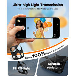 TAURI Lot de 2 Protecteurs d'Objectif de Caméra pour iPhone 16 Pro 6,3"/iPhone 16 Pro Max 6,9", Couverture Complète en Verre Tre