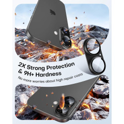 TAURI Lot de 2 Protecteurs d'Objectif de Caméra pour iPhone 17 6,3", Couverture Complète en Verre Trempé 9H Anneau, Plaque Métal