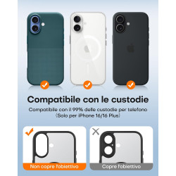 TAURI Lot de 2 Protecteurs d'Objectif de Caméra pour iPhone 16 6,1"/iPhone 16 Plus 6,7", Couverture Complète en Verre Trempé 9H 