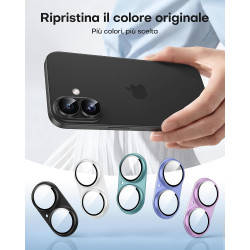 TAURI Lot de 2 Protecteurs d'Objectif de Caméra pour iPhone 16 6,1"/iPhone 16 Plus 6,7", Couverture Complète en Verre Trempé 9H 