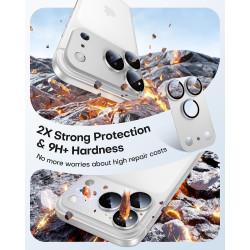 TAURI Lot de 2 Protecteurs d'Objectif de Caméra pour iPhone 17 Pro 6,3", Couverture Complète en Verre Trempé 9H Anneau, Plaque M