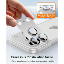 TAURI Lot de 2 Protecteurs d'Objectif de Caméra pour iPhone 17 Pro Max 6,9", Couverture Complète en Verre Trempé 9H Anneau, Plaq