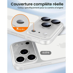 TAURI Lot de 2 Protecteurs d'Objectif de Caméra pour iPhone 17 Pro Max 6,9", Couverture Complète en Verre Trempé 9H Anneau, Plaq