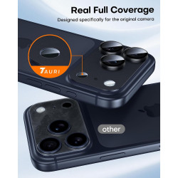 TAURI Lot de 2 Protecteurs d'Objectif de Caméra pour iPhone 17 Pro Max 6,9", Couverture Complète en Verre Trempé 9H Anneau, Plaq