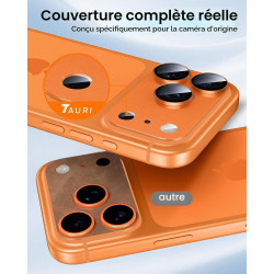 Tauri lot de 2 protecteurs d'objectif de caméra pour iphone 17 pro 6,3", couverture complète en verre trempé 9h anneau, plaque m