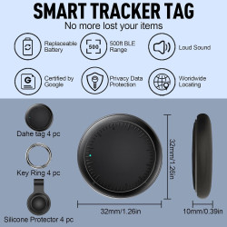 Smart traceur tag, smart traceur gps android lot de 4, fonctionne avec app android localiser,traceur localisateur d’objets bleut