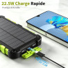 Batterie Externe Solaire 26800mAh PD 22,5W Chargeur Solaire avec 2 Ports USB et Une Entrée USB-C Charge Rapide Batterie Solaire 