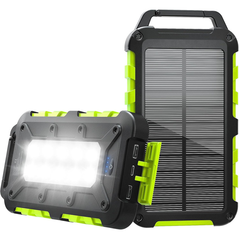 Batterie Externe Solaire 10000mAh PD 22,5W Chargeur Solaire avec 2 Ports USB et Une Entrée USB-C Charge Rapide Batterie Solaire 