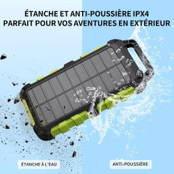 Batterie Externe Solaire 10000mAh PD 22,5W Chargeur Solaire avec 2 Ports USB et Une Entrée USB-C Charge Rapide Batterie Solaire 