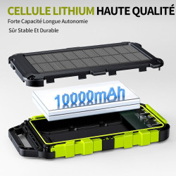 Batterie Externe Solaire 10000mAh PD 22,5W Chargeur Solaire avec 2 Ports USB et Une Entrée USB-C Charge Rapide Batterie Solaire 