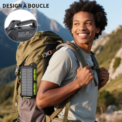 Batterie Externe Solaire 10000mAh PD 22,5W Chargeur Solaire avec 2 Ports USB et Une Entrée USB-C Charge Rapide Batterie Solaire 