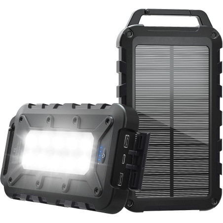 Batterie Externe Solaire 10000mAh PD 22,5W Chargeur Solaire avec 2 Ports USB et Une Entrée USB-C Charge Rapide Batterie Solaire 