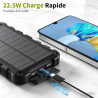 Batterie Externe Solaire 10000mAh PD 22,5W Chargeur Solaire avec 2 Ports USB et Une Entrée USB-C Charge Rapide Batterie Solaire 