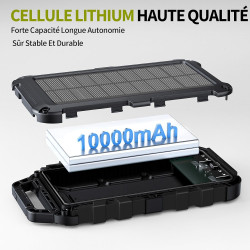 Batterie Externe Solaire 10000mAh PD 22,5W Chargeur Solaire avec 2 Ports USB et Une Entrée USB-C Charge Rapide Batterie Solaire 