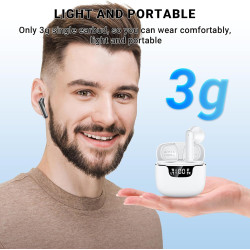 Ecouteurs bleutooth sans fil, kauguo écouteurs sans fil 5.4 avec 4 enc réduction antibruit mic 42h durée écran led contrôle tact