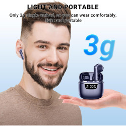 Ecouteurs bleutooth sans fil, oreillette bleutooth avec 4 enc réduction antibruit mic ipx6 étanche 42h durée écran led hifi stér