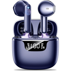 Ecouteurs bleutooth sans fil, écouteurs sans fil 5.4 avec 4 enc réduction antibruit mic hifi stéréo ipx6 étanche 42h durée écran