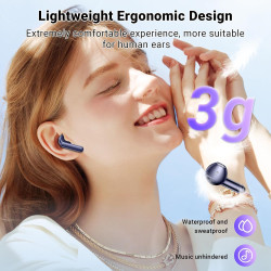 Ecouteurs bleutooth sans fil, écouteurs sans fil 5.4 avec 4 enc réduction antibruit mic hifi stéréo ipx6 étanche 42h durée écran