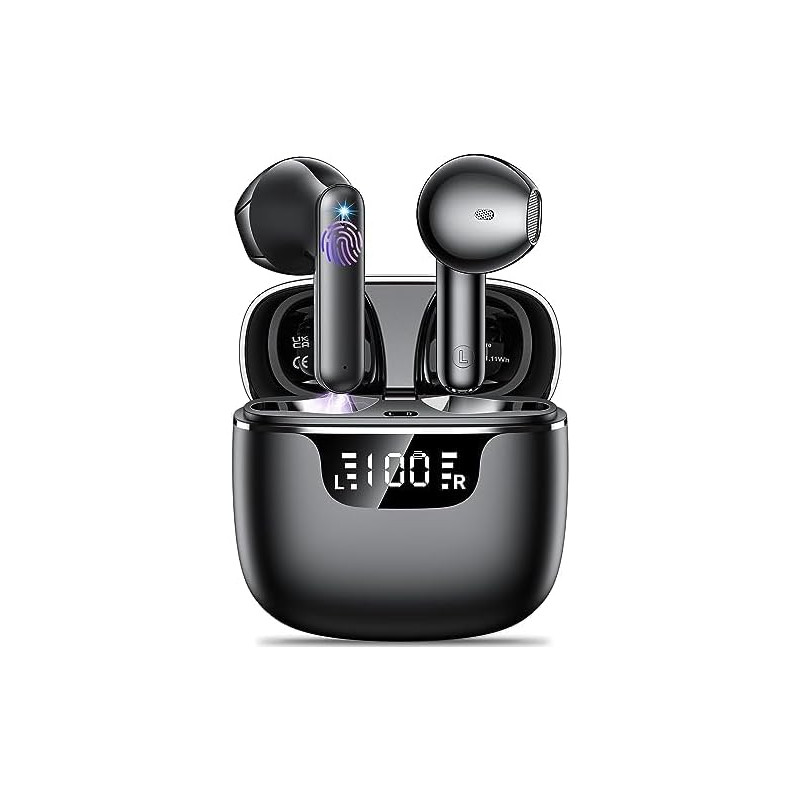 Ecouteurs bleutooth sans fil, kauguo écouteurs sans fil 5.4 avec 4 enc réduction antibruit mic hifi stéréo ipx6 étanche 42h duré