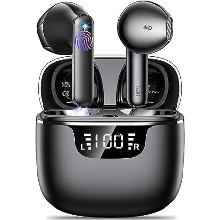 Ecouteurs bleutooth sans fil, kauguo écouteurs sans fil 5.4 avec 4 enc réduction antibruit mic hifi stéréo ipx6 étanche 42h duré