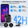Ecouteurs bleutooth sans fil, kauguo écouteurs sans fil 5.4 avec 4 enc réduction antibruit mic hifi stéréo ipx6 étanche 42h duré
