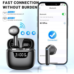 Ecouteurs bleutooth sans fil, kauguo écouteurs sans fil 5.4 avec 4 enc réduction antibruit mic hifi stéréo ipx6 étanche 42h duré