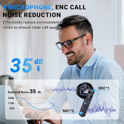 Ecouteurs bleutooth sans fil, kauguo écouteurs sans fil 5.4 avec 4 enc réduction antibruit mic hifi stéréo ipx6 étanche 42h duré