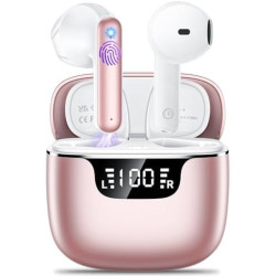 Ecouteurs bleutooth sans fil, kauguo écouteurs sans fil 5.4 avec 4 enc réduction antibruit mic hifi stéréo ipx6 étanche 42h duré